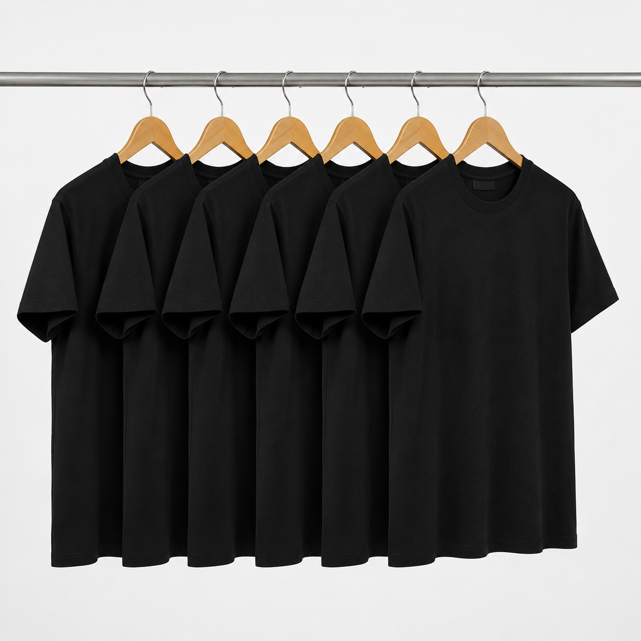 Pack de 6 T-Shirts Noirs 100 % Coton – 200 g/m²