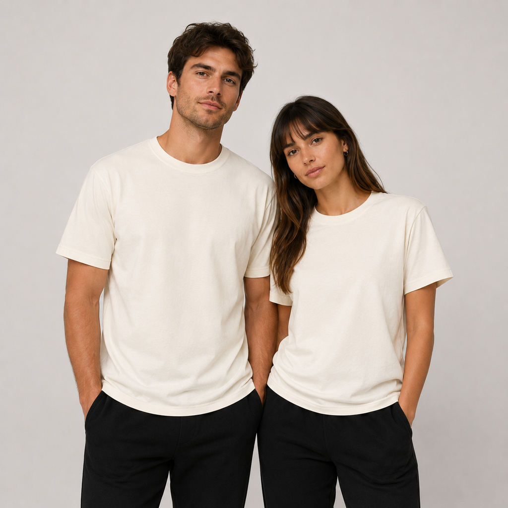 Pack de 6 T-Shirts Blanc Cassé 100 % Coton