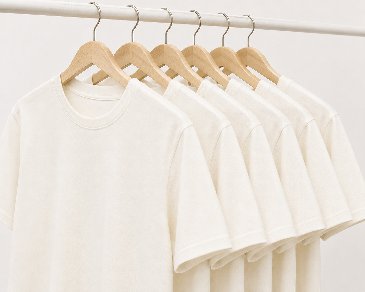 Pack de 6 T-Shirts Blanc Cassé 100 % Coton