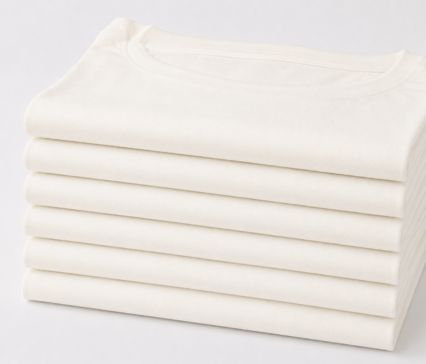 Pack de 6 T-Shirts Blanc Cassé 100 % Coton