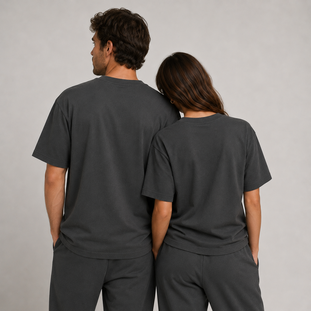 Pack de 6 T-Shirts Anthracite Lavé 100 % Coton
