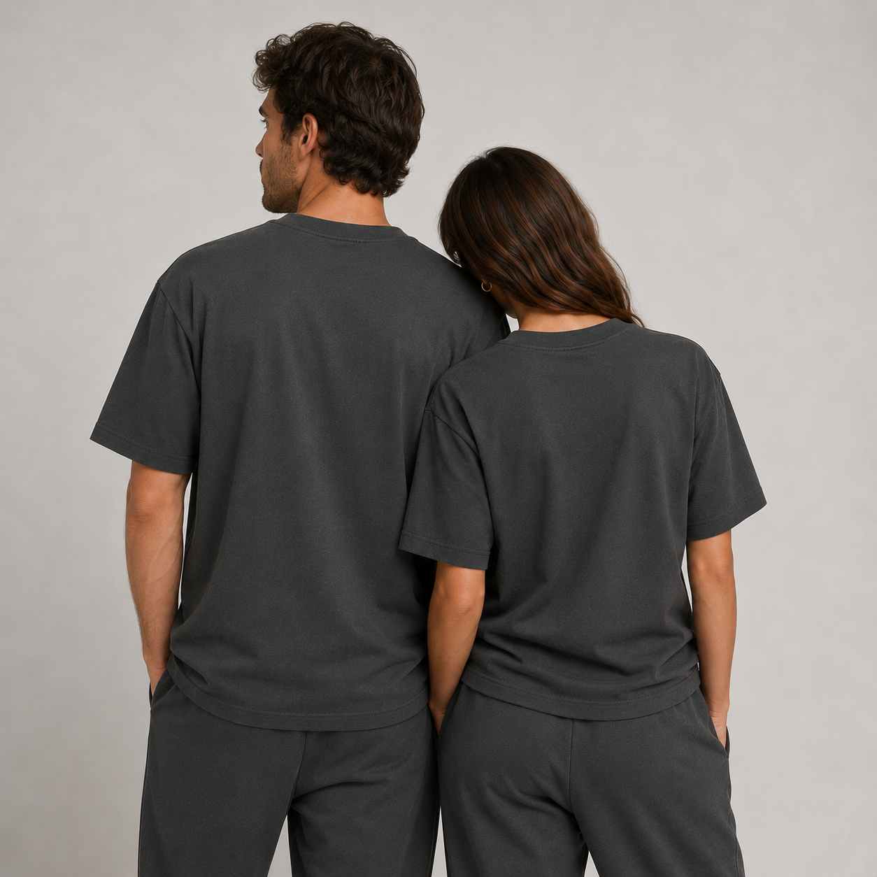 Pack de 6 T-Shirts Anthracite Lavé 100 % Coton