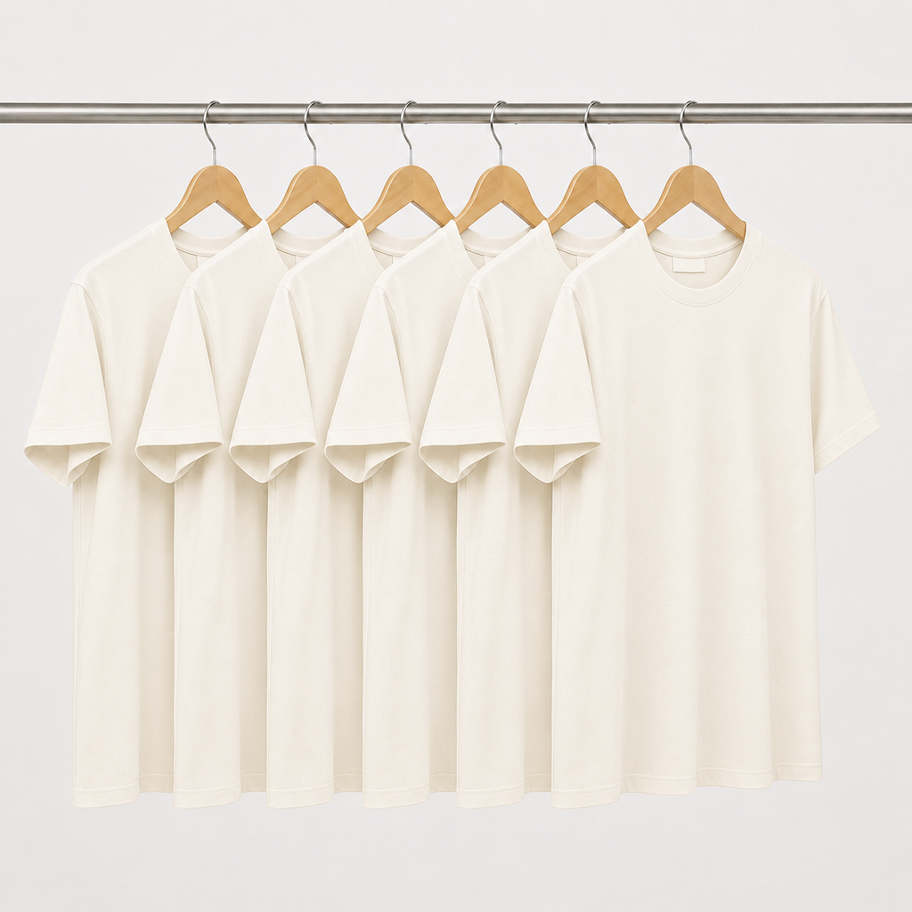 Pack de 6 T-Shirts Blanc Cassé 100 % Coton
