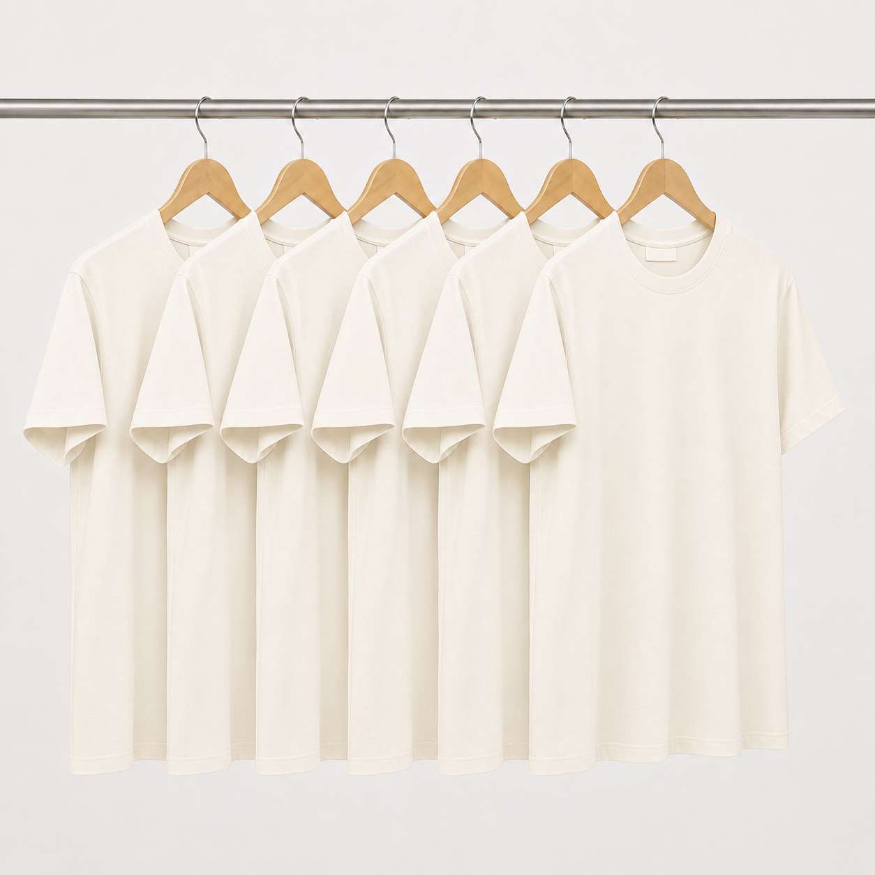 Pack de 6 T-Shirts Blanc Cassé 100 % Coton