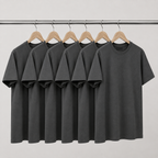 Pack de 6 T-Shirts Anthracite Lavé 100 % Coton