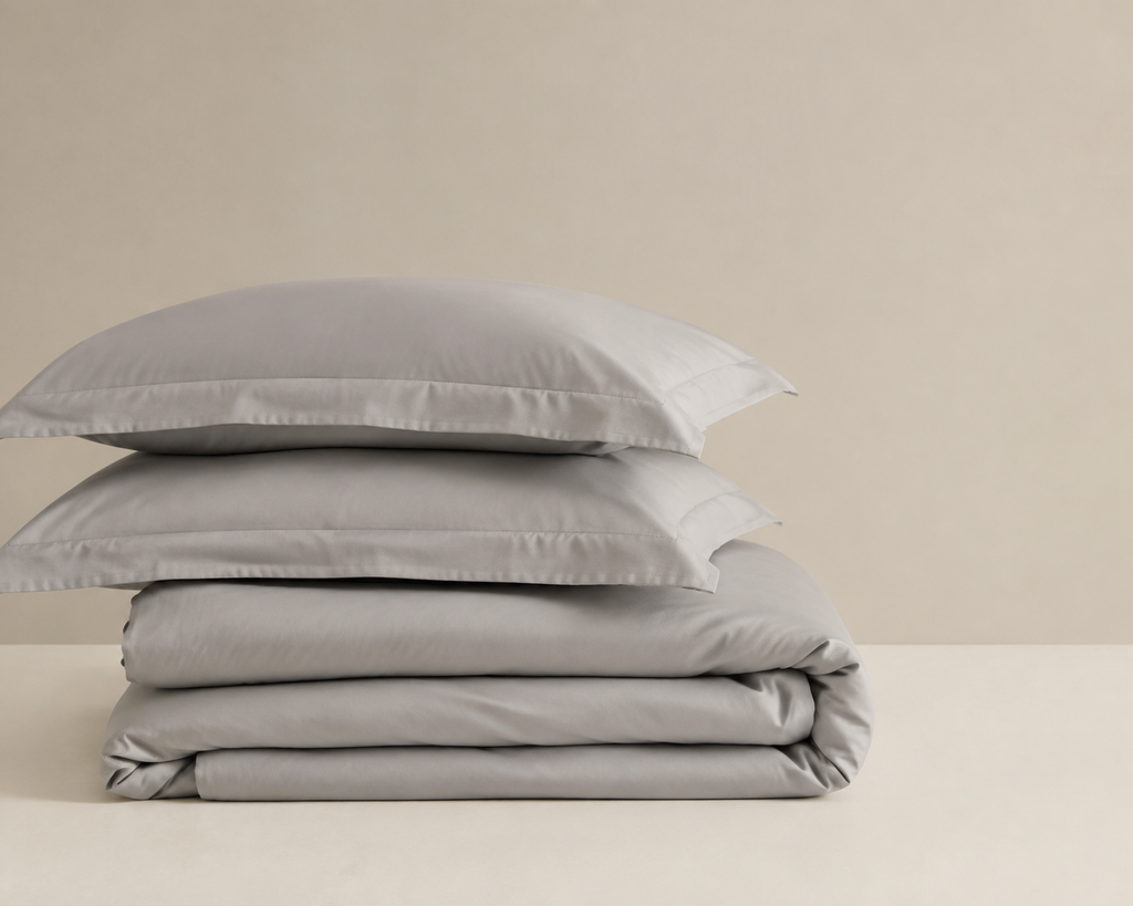 Set Funda Plumón Algodón Egipcio 400 Hilos - Gris Nube